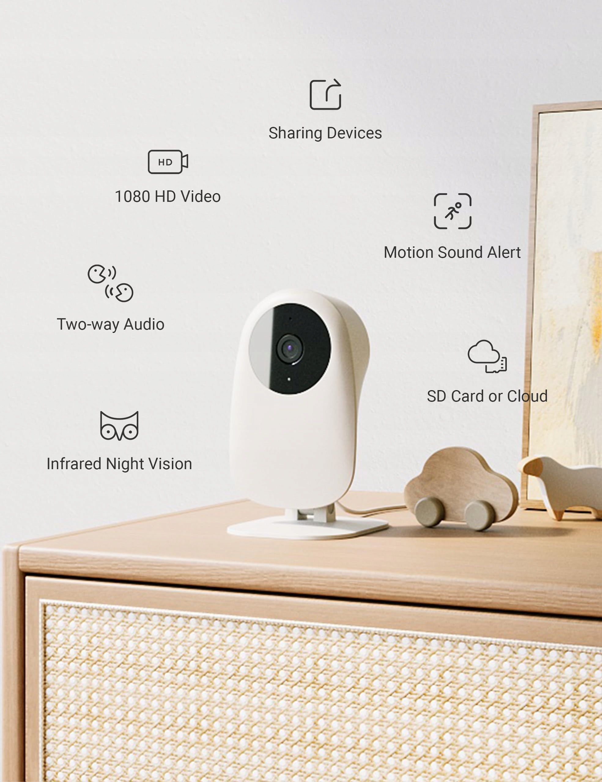 NOOIE Baby Monitor Camera WiFi 1080P HD Night Vision Alexa Motion Detection