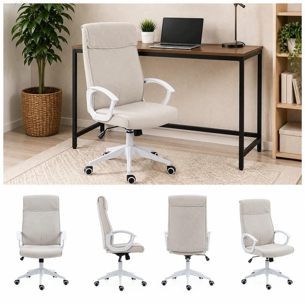 NORDI swivel office chair beige white with TILT mechanism