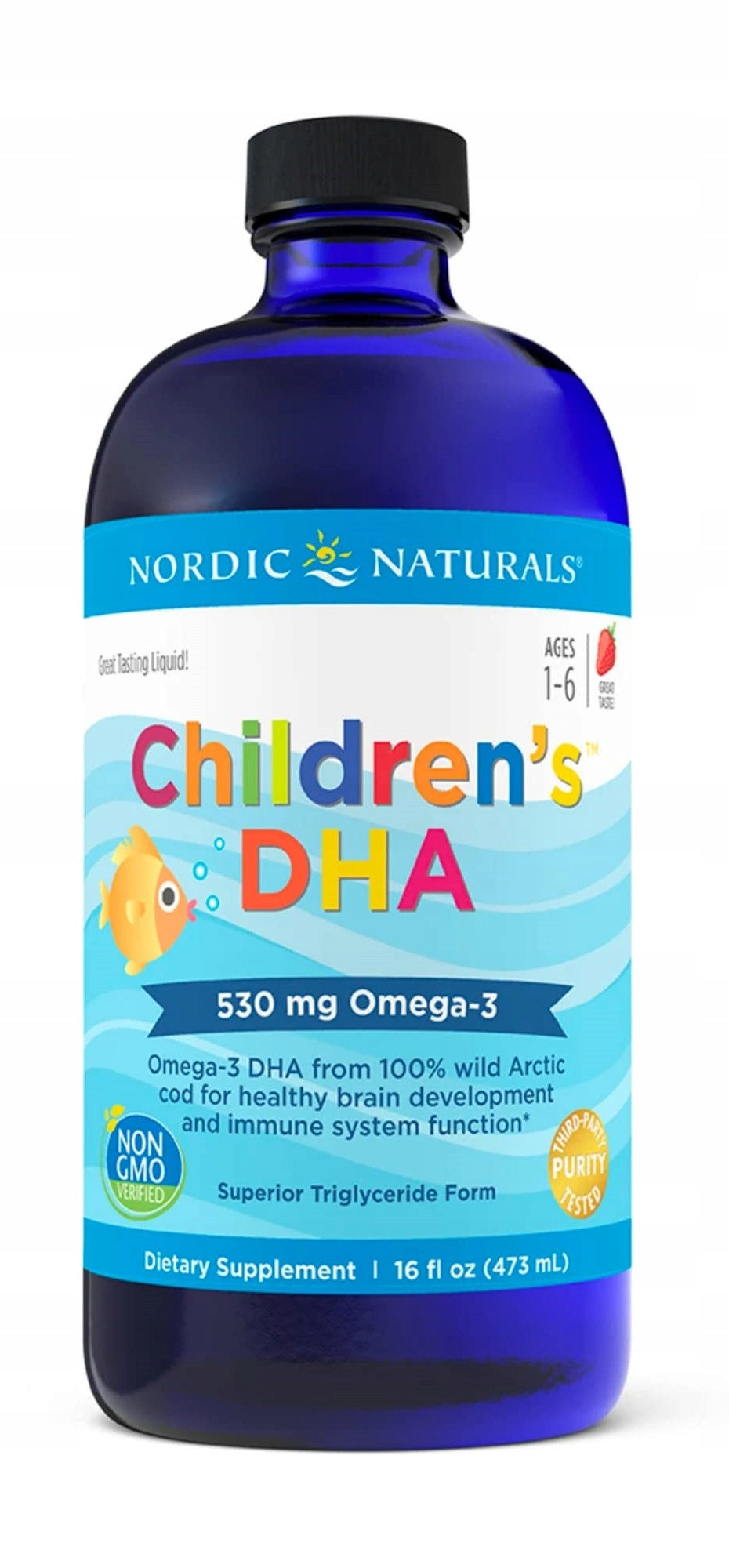 NORDIC NATURALS CHILDRENS DHA 530 mg OMEGA 3 FOR KIDS 473 ml STRAWBERRY