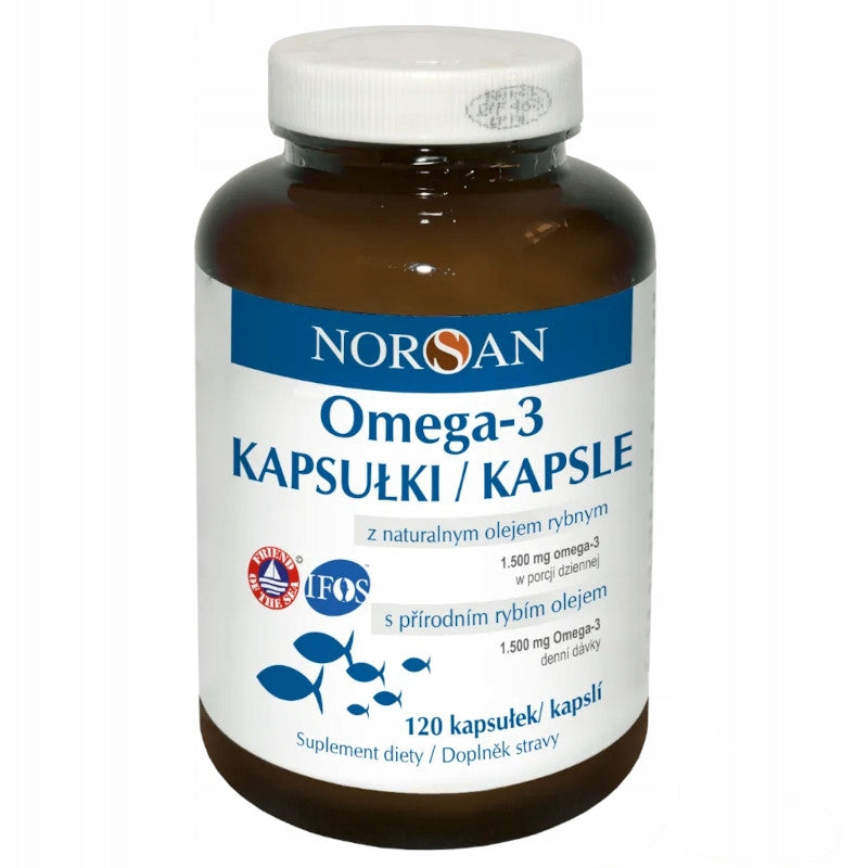NORSAN OMEGA-3 NATURAL FISH OIL FROM MEAT + VITAMIN E 120 kaps.