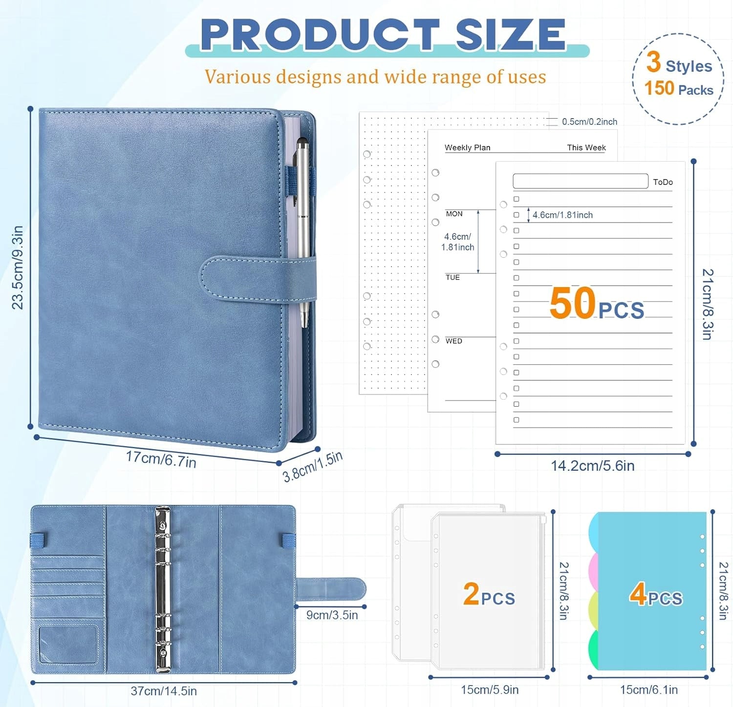 NOTEBOOK BINDER A5 SET LEATHER PLANNER WITH PRACTICAL INSERTS Brand no brand