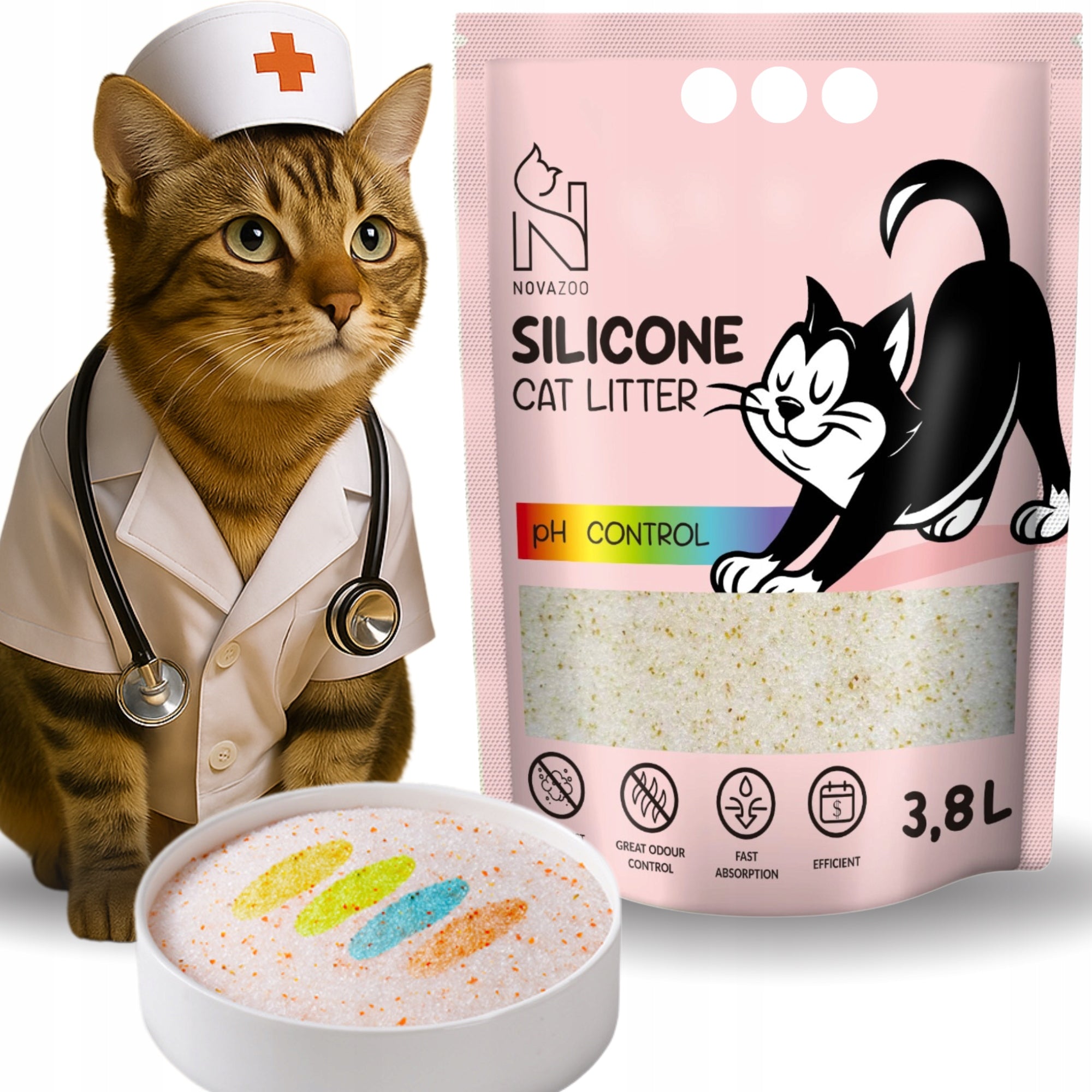 NOVAZOO Silicone Litter PH CONTROL DIAGNOSTIC URINE CONTROL 3.8L