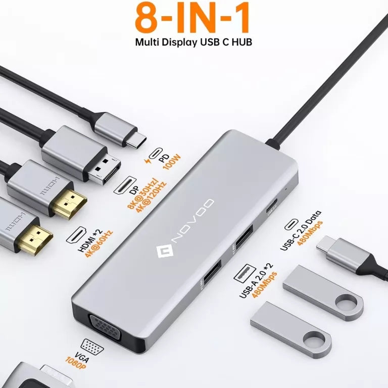 NOVOO HUB USB C 8 IN 1 RM8 Manufacturer code 00001