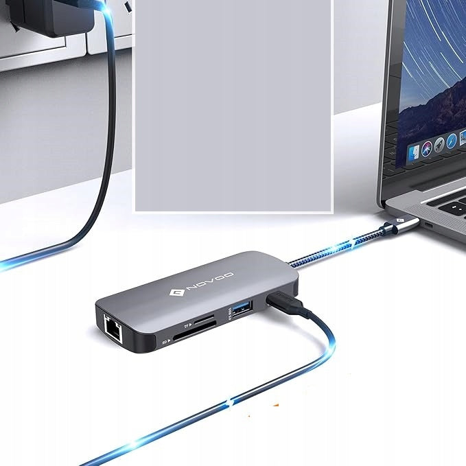NOVOO HUB USB C 8 IN 1 USB C TO HDMI ADAPTER 4K 60HZ USB 3.0 X 3 GIGABIT Manufacturer code B0C3TSCW4R