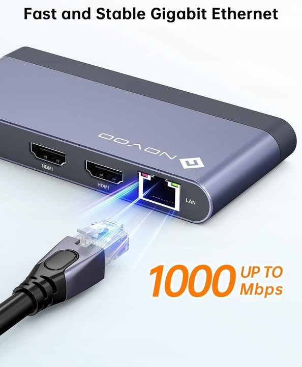NOVOO HUB USB-C 8in1 LAN RJ45 HDMI 4K UHD PD SD TF USB 3.2 5G Manufacturer code NHM8D-141F
