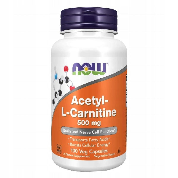 NOW FOODS ACETYL L-CARNITINE 500mg 100 vkaps Packaging status original
