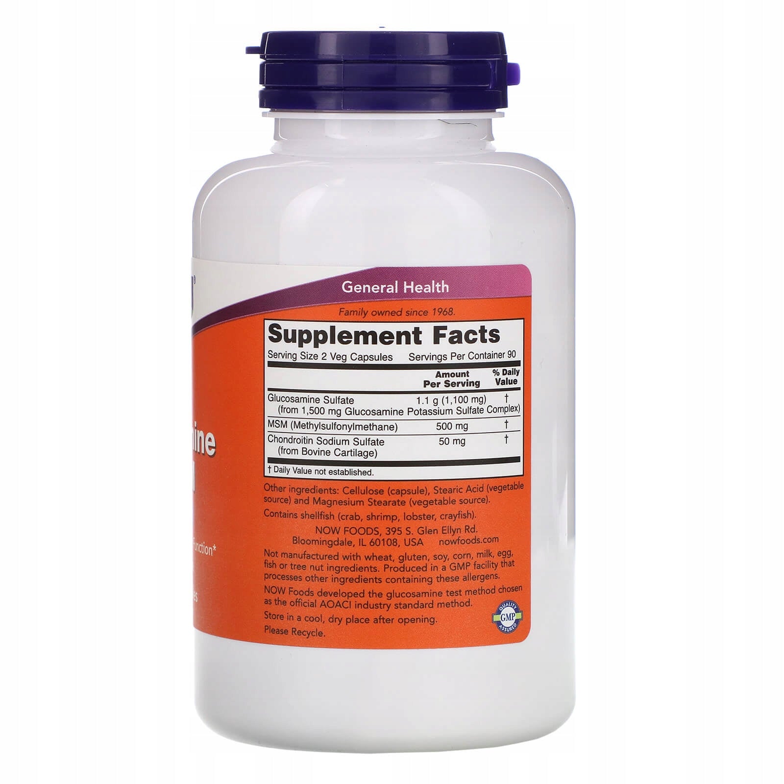 NOW FOODS Glucosamine & MSM (Joint Health) 180 Vegetarian Capsules Expiration date at least six months from the date of purchase