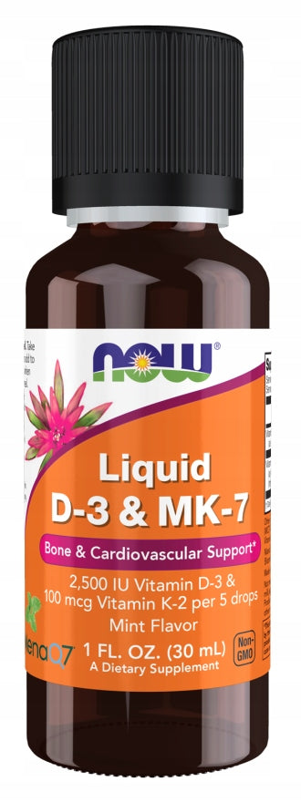 NOW FOODS Liquid D-3 & MK-7 Mint 30 ml VITAMIN D3 MK-7