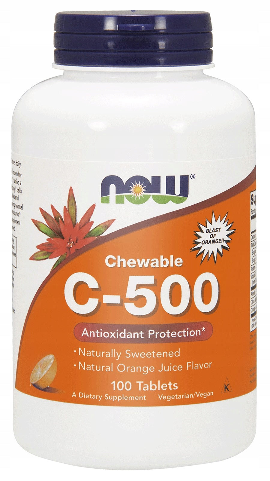 NOW FOODS Vitamin C 500 mg for sucking - orange flavour (100 tabl.) Expiration date not specified