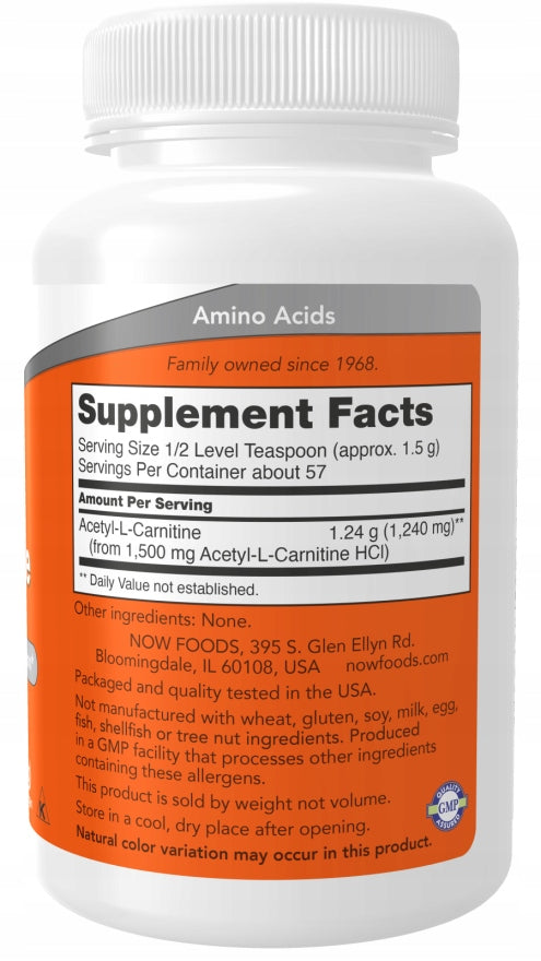 NOW Foods ACETYL L-CARNITINE ALLC ALCAR CARNITINE PURE POWDER 85g EAN (GTIN) 733739002082