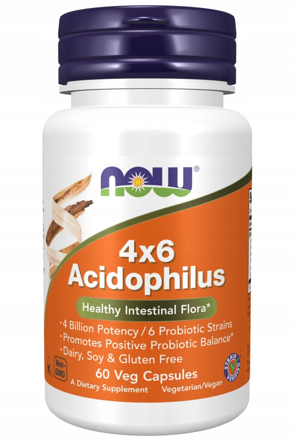 NOW Foods Acidophilus 4X6 PROBIOTIC DIGESTIVE SYSTEM VEGE 60caps