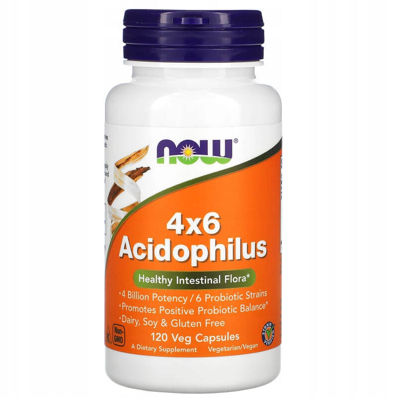 NOW Foods Acidophilus 4X6 PROBIOTIC VEGE 120cap Manufacturer code 6 SZCZEPÓW PROBIOTYKI ZDROWIE ZDROWA