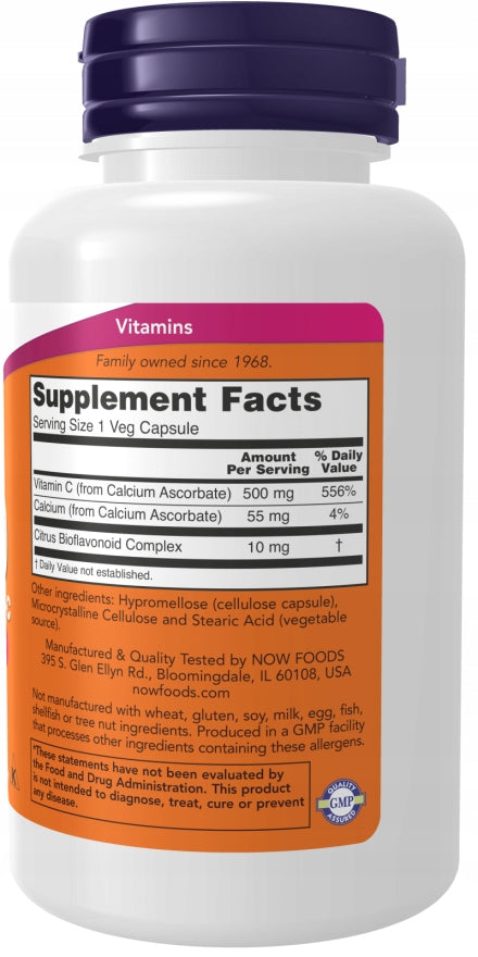 NOW Foods C-500 Calcium Ascorbate-C 100 capsules Expiration date at least six months from the date of purchase