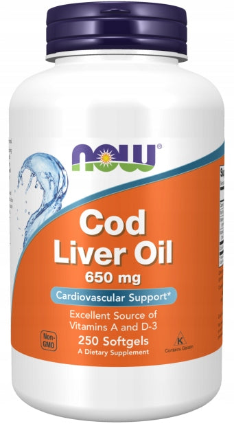 NOW Foods COD LIVER OIL TRAN Cod Liver Oil 650mg 250 k Vitamin D3