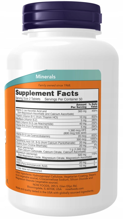 NOW Foods Cal-Mag with B-Complex and Vitamin C - Calcium & Magnesium Supplement for Stress Relief - USA Made - 100 Tablets EAN (GTIN) 733739012753