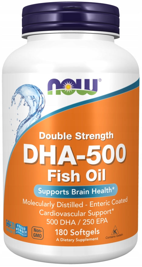 NOW Foods DHA-500 Double Strength OMEGA-3 DHA 500mg, EPA 250mg, 180 Softgels