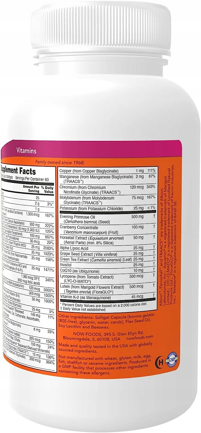 NOW Foods EVE 180 soft capsules Expiration date at least 1 year from the date of purchase