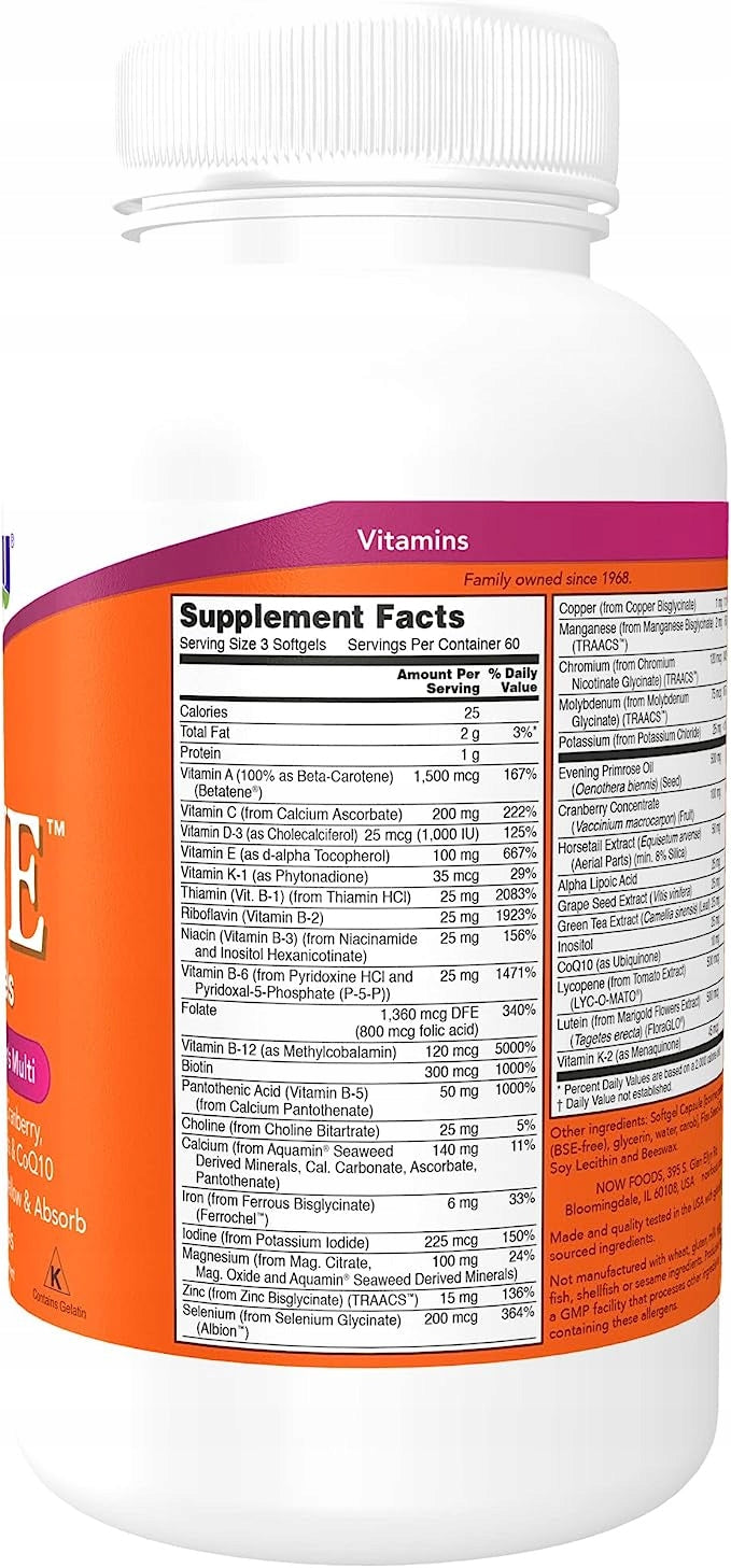 NOW Foods EVE 180 soft capsules Packaging status original