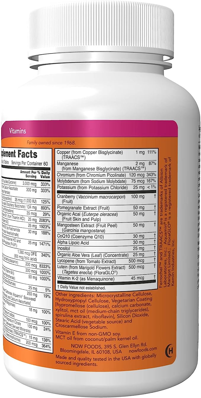 NOW Foods EVE Superior Multi MULTIVITAMIN 180 tablets Expiration date at least 1 month from the date of purchase