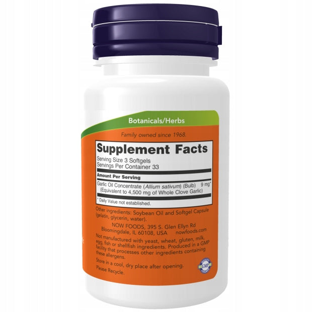 NOW Foods Garlic Oil 3mg 1500mg Garlic Oil CONCENTRATE IMMUNITY 100k Brand Now foods