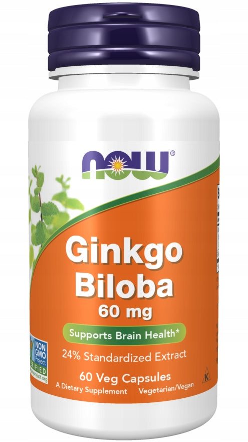 NOW Foods Ginkgo Biloba 60mg Ginkgo biloba Japanese Ekstarkt 24% MEMORY 60caps
