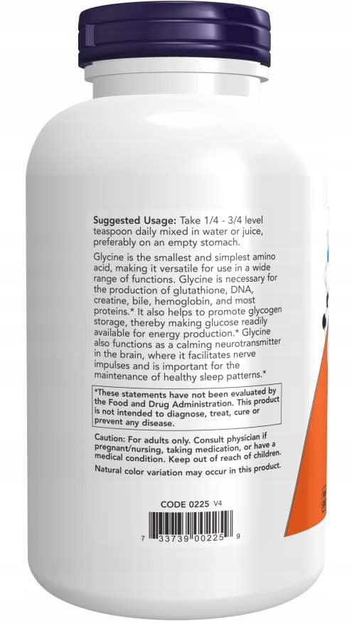 NOW Foods Glycine GLYCINE REGENERATION ENERGY PURE POWDER 454g EAN (GTIN) 733739002259