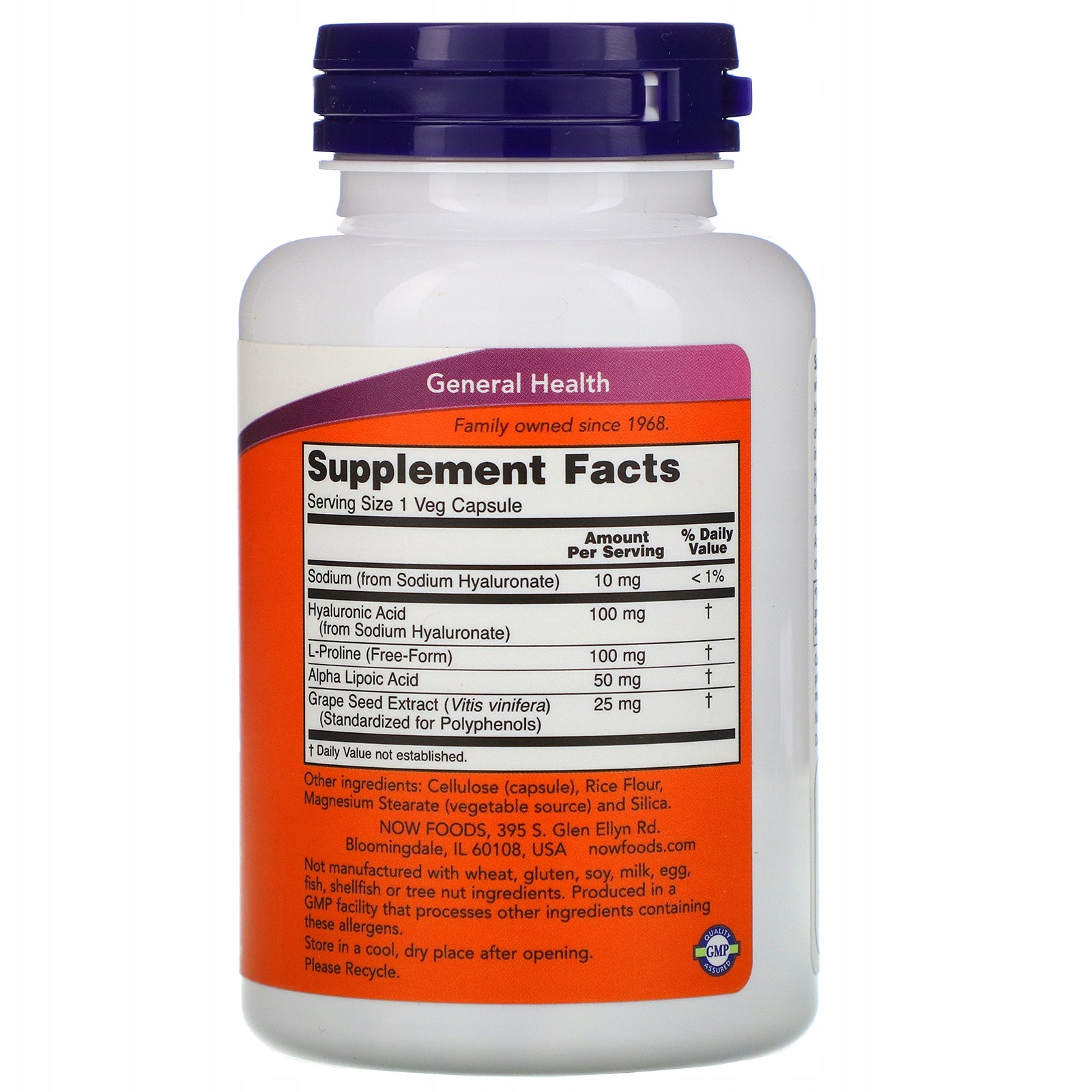 NOW Foods Healthy Joints 100mg Hyaluronic Acid 2xPlus 120 vegg caps. Weight 92 g