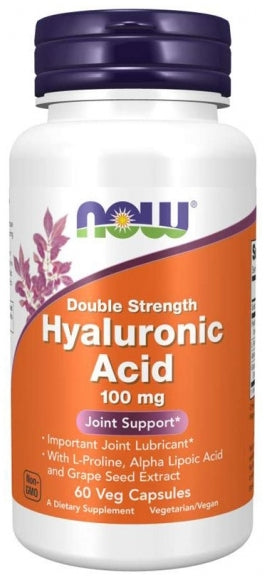 NOW Foods Healthy Joints 100mg Hyaluronic Acid 2xPlus 60 vegg caps. Weight 120 g