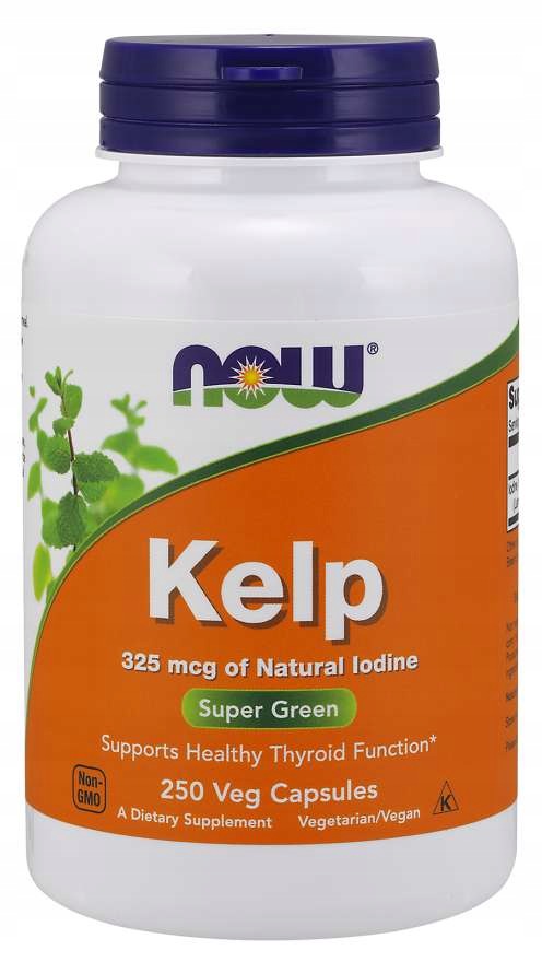NOW Foods Kelp 325mg Natural IODINE Supports Thyroid Function 250 vegg caps.