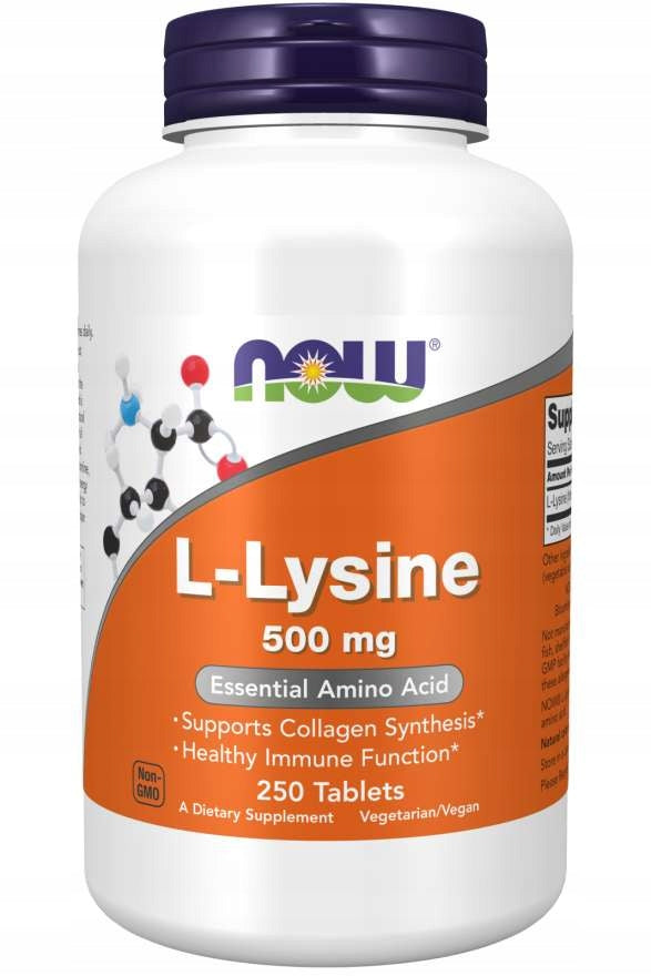 NOW Foods L-Lysine 500mg LYSINE AMINO ACID HEALTHY JOINTS 250tab