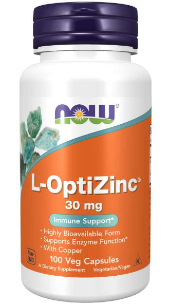 NOW Foods L-OptiZinc 30mg Zinc+Copper EYES FERTILITY 100k Expiration date not specified