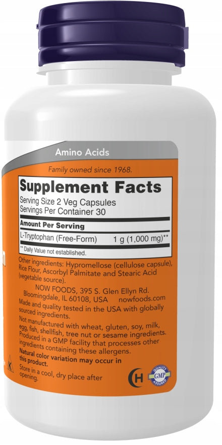 NOW Foods L-Tryptophan 500mg Melatonin Stress Sleep VEGE 120caps EAN (GTIN) 733739001672
