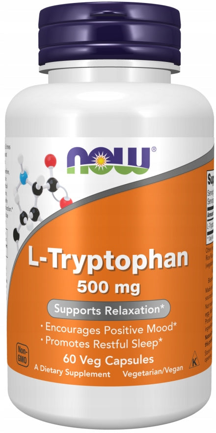 NOW Foods L-Tryptophan 500mg Nervous System Memory Stress Sleep VEGE 60caps