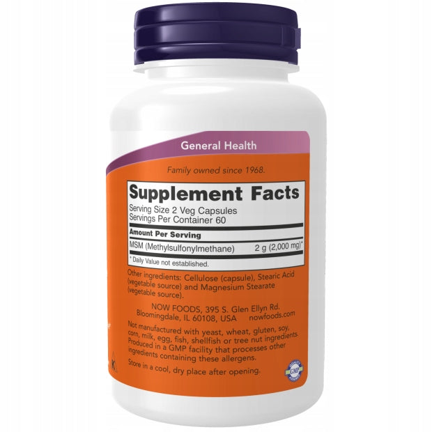NOW Foods MSM JOINTS TENDON BONES CARTILAGE Methylsulfonylmethane 1000MG120k EAN (GTIN) 733739021205