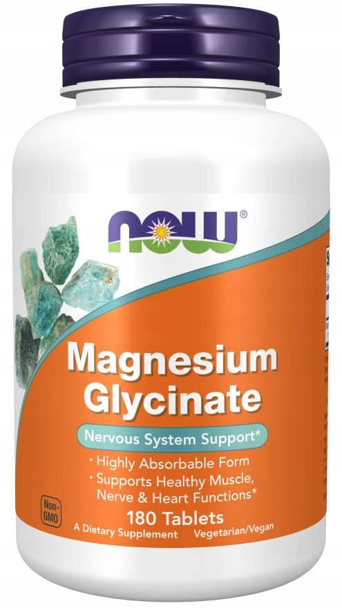 NOW Foods Magnesium Glycinate Albion Contractions MAGNESIUM DIGLYCINATE 100mg 180 tab