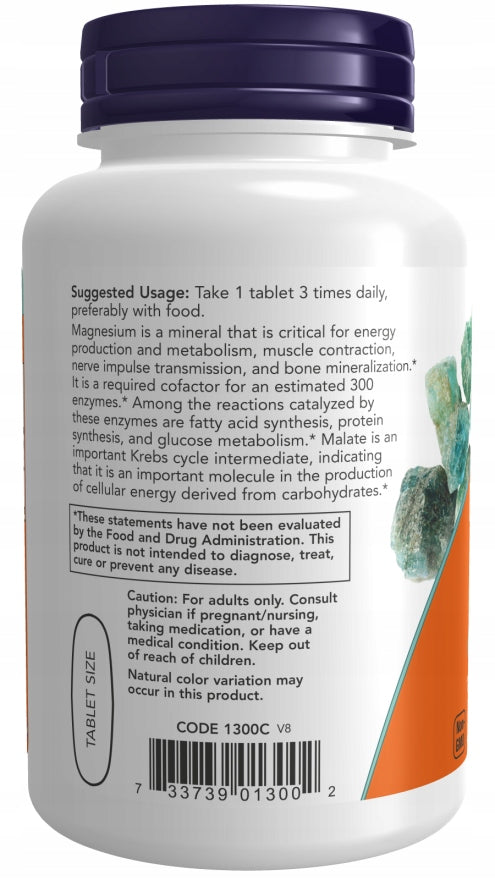 NOW Foods Magnesium Malate SUPER ABSORBABLE 1000mg 18Otab EAN (GTIN) 733739013002