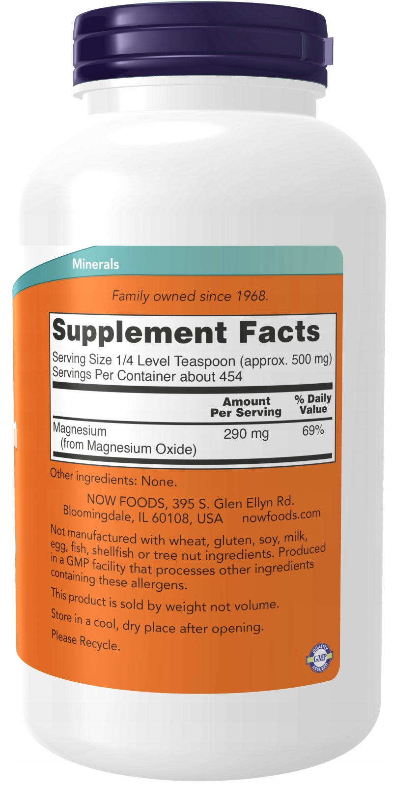 NOW Foods Magnesium Oxide MUSCLES CONTRACTIONS MAGNESIUM OXIDE POWDER VEGE 227g Brand Now foods