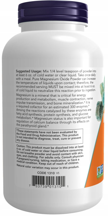 NOW Foods Magnesium Oxide MUSCLES CONTRACTIONS MAGNESIUM OXIDE POWDER VEGE 227g EAN (GTIN) 733739013101
