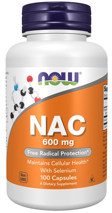 NOW Foods NAC 600mg N-Acetylcysteine L-CYSTEINE + Selenium 25mcg 100 vegekaps