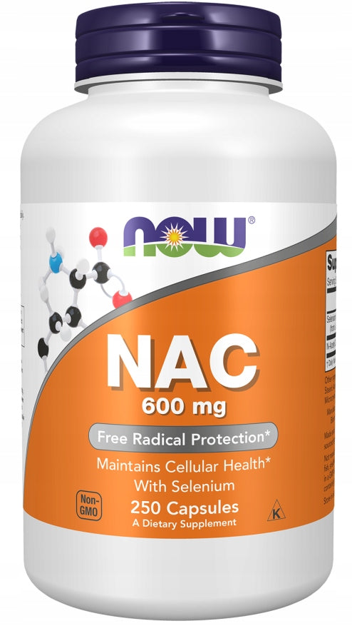 NOW Foods NAC 600mg N-Acetylcysteine L-CYSTEINE + Selenium 25mcg 250 vegekaps