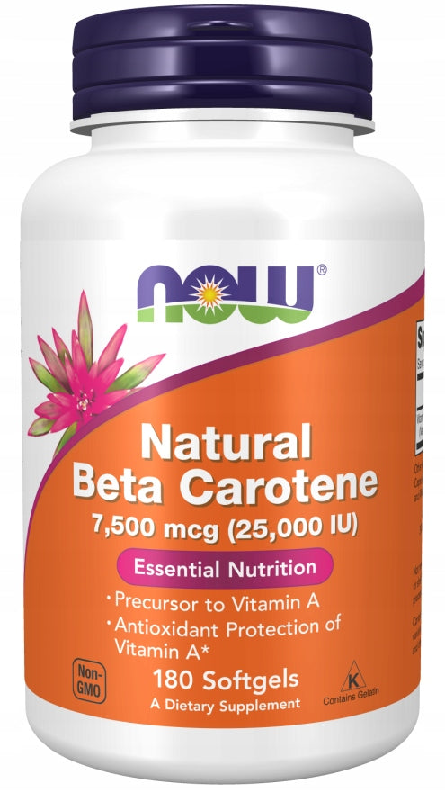 NOW Foods Natural Beta Carotene 25000 IU Vitamin A 7,500 mcg 180 softgels