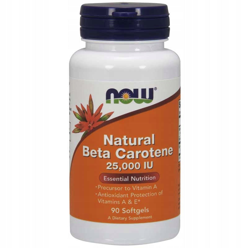 NOW Foods Natural Beta Carotene VISION NATURAL BETA CAROTENE 25000IU 90 kap Packaging status original