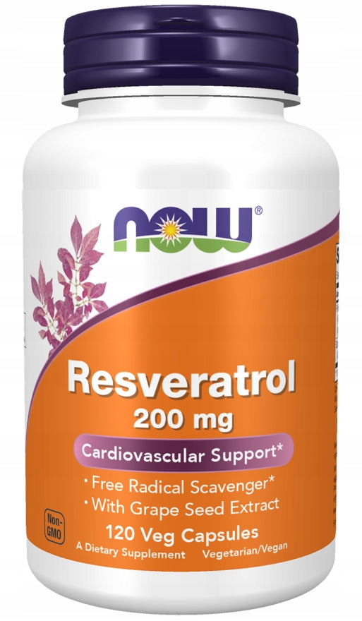 NOW Foods Natural Resveratrol 200mg + Red Wine Extrakt 120k