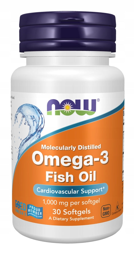 NOW Foods Omega-3 Fish Oil Distilled 30 softgels