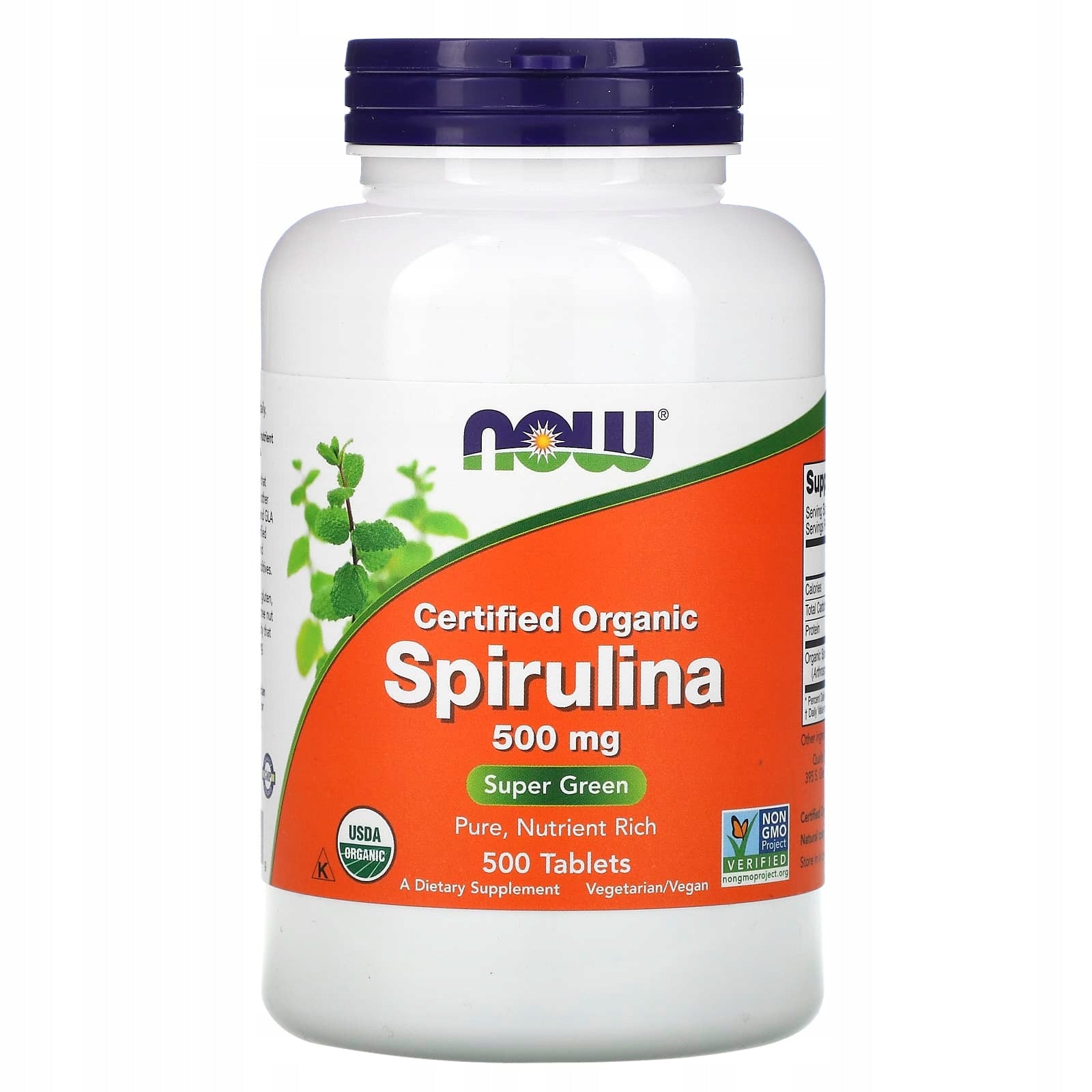 NOW Foods Organic SPIRULINA CERTIFIED 500 mg 500 tablets