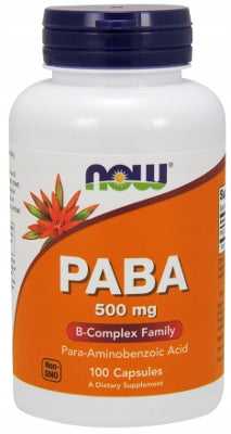 NOW Foods PABA 500mg VITAMIN B10 SKIN AGING GRAYING 100caps EAN (GTIN) 733739004857