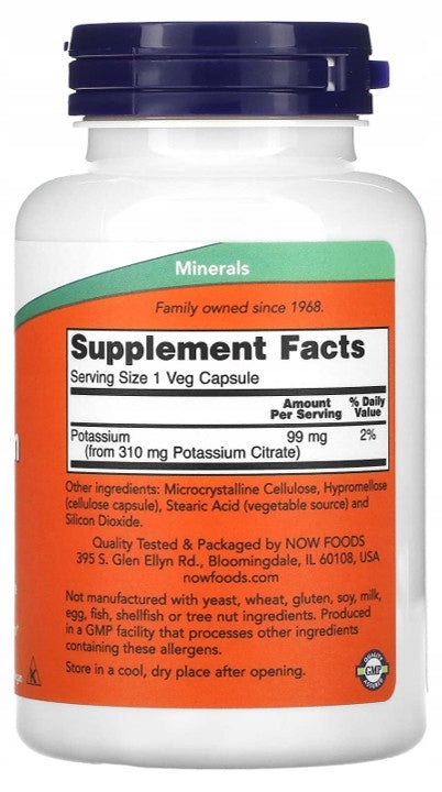 NOW Foods - Potassium Citrate | POTASSIUM | Potassium Citrate | 99 mg | 180 kaps EAN (GTIN) 733739014481