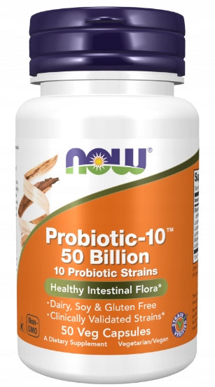 NOW Foods Probiotic-10 PROBIOTIC 10 STRAINS 50 BILLION DIGESTION VEGE 50 EAN (GTIN) 733739029287