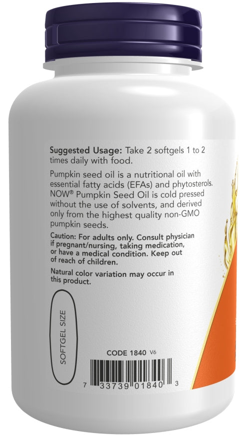 NOW Foods Pumpkin Seed Oil 1000mg PUMPKIN SEED OIL PROSTATE 100caps Manufacturer code 733739018403