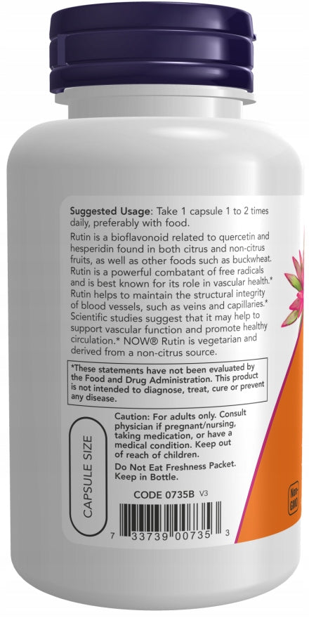 NOW Foods Rutin 450mg 100% NATURAL ROUTINE IMMUNITY VEGE 100k Manufacturer code 733739007353